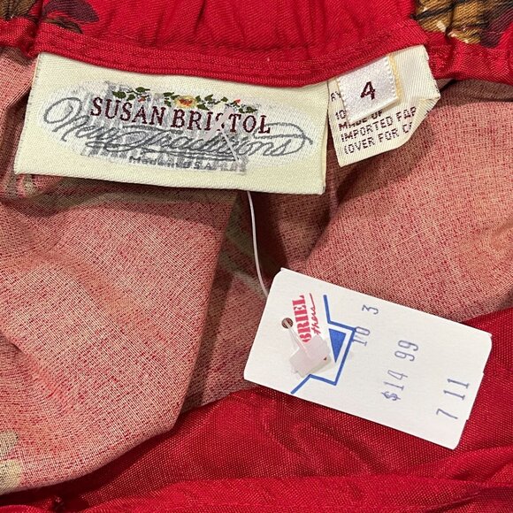 Vintage NWT Susan Bristol Equestrian Horse Print Pockets Red Maxi Skirt Size 4 - Picture 11 of 12